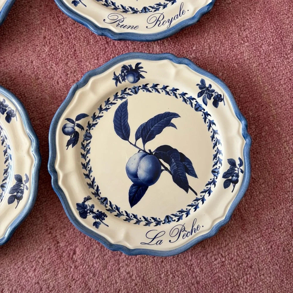 Italian Ceramics Company Blue Original Fruits Wall Plates Made in Italy